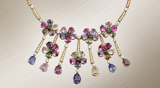 18ct gold, gemstone and diamond ‘Sapphire Flower’ necklace, Bulgari