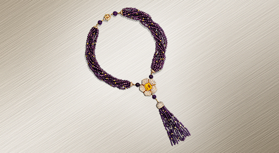 18ct gold, sapphire, diamond, amethyst and citrine necklace, Monture Cartier